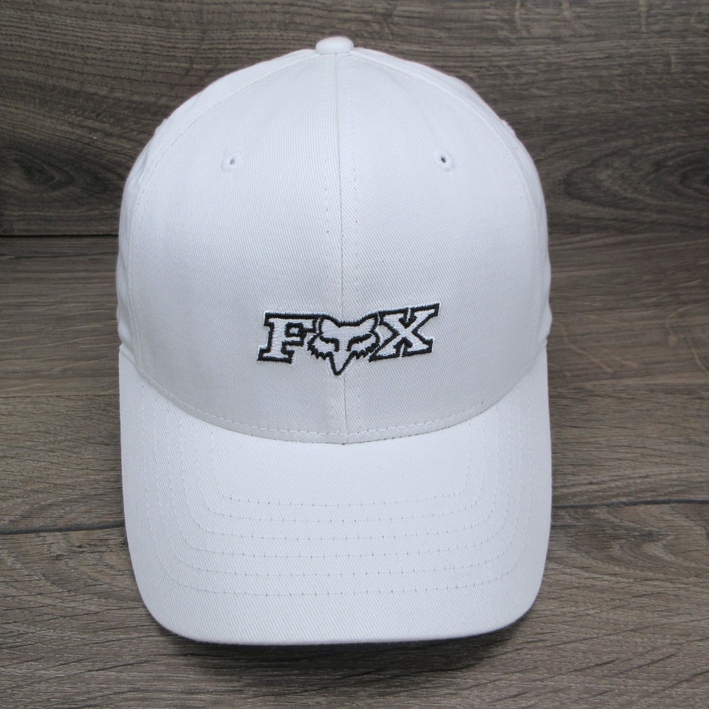 Fox Hat Cap Mens Fitted S/M White Motocross Racing Logo Aesthetic